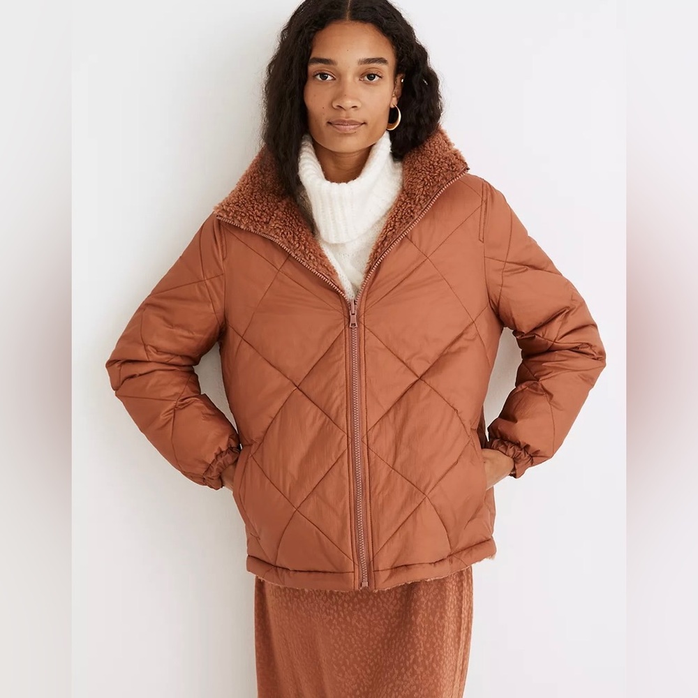 Madewell Reversible Sherpa Puffer Jacket